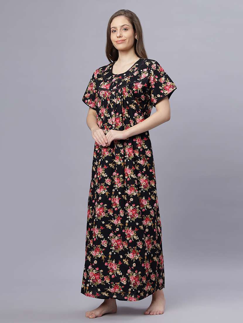 women printed short sleeves nighty - 21669555 -  Standard Image - 2