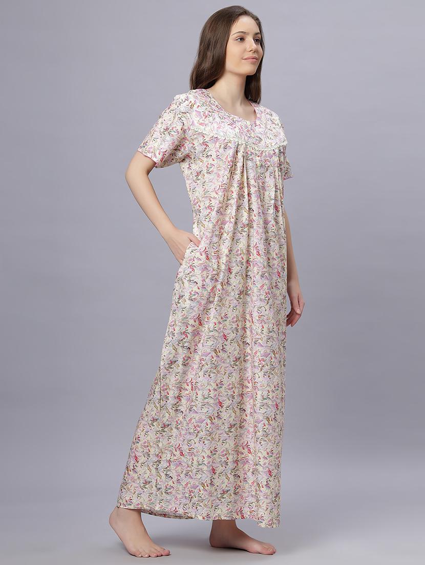 women floral print short sleeves nighty - 21669559 - Standard Image - 2