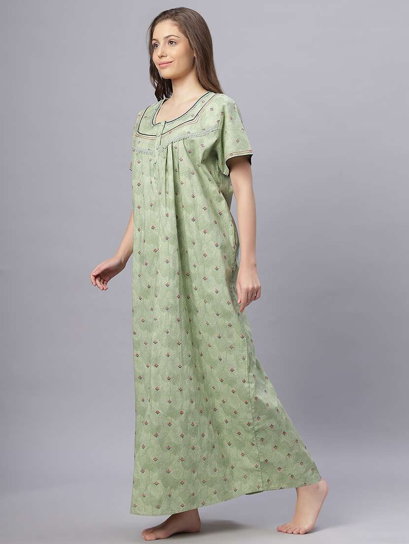 women printed short sleeves nighty - 21669562 -  Standard Image - 2