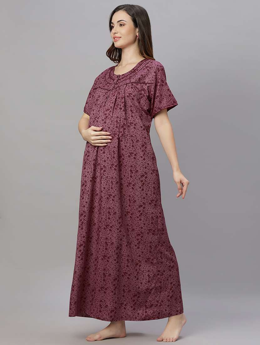 women round neck printed maternity wear nighty - 21669568 -  Standard Image - 2