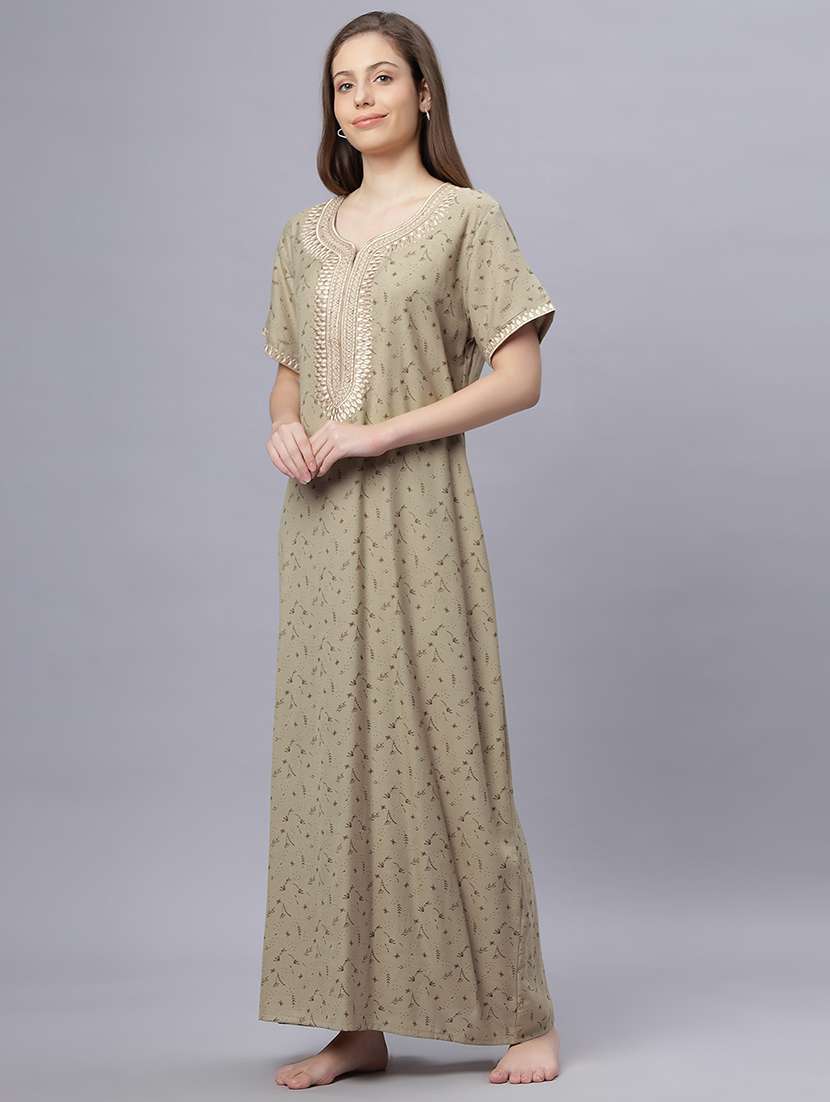 women printed short sleeves nighty - 21669582 -  Standard Image - 2