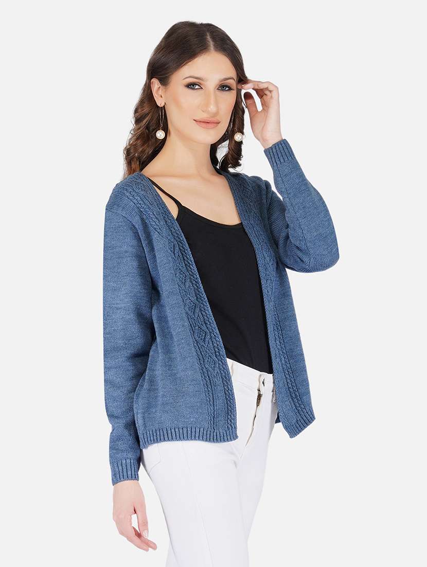 women self design long sleeve shrug - 21669600 -  Standard Image - 2