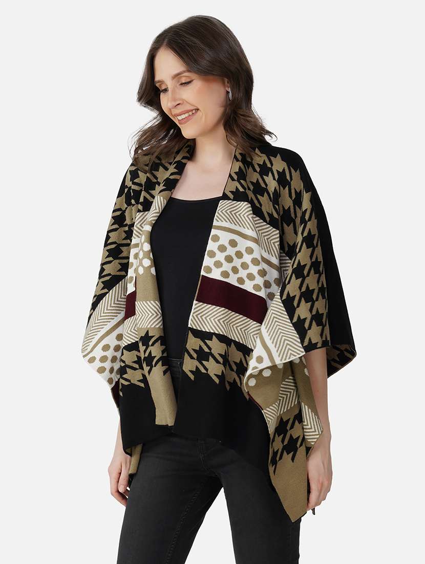 women self design long sleeve shrug - 21669604 - Standard Image - 2