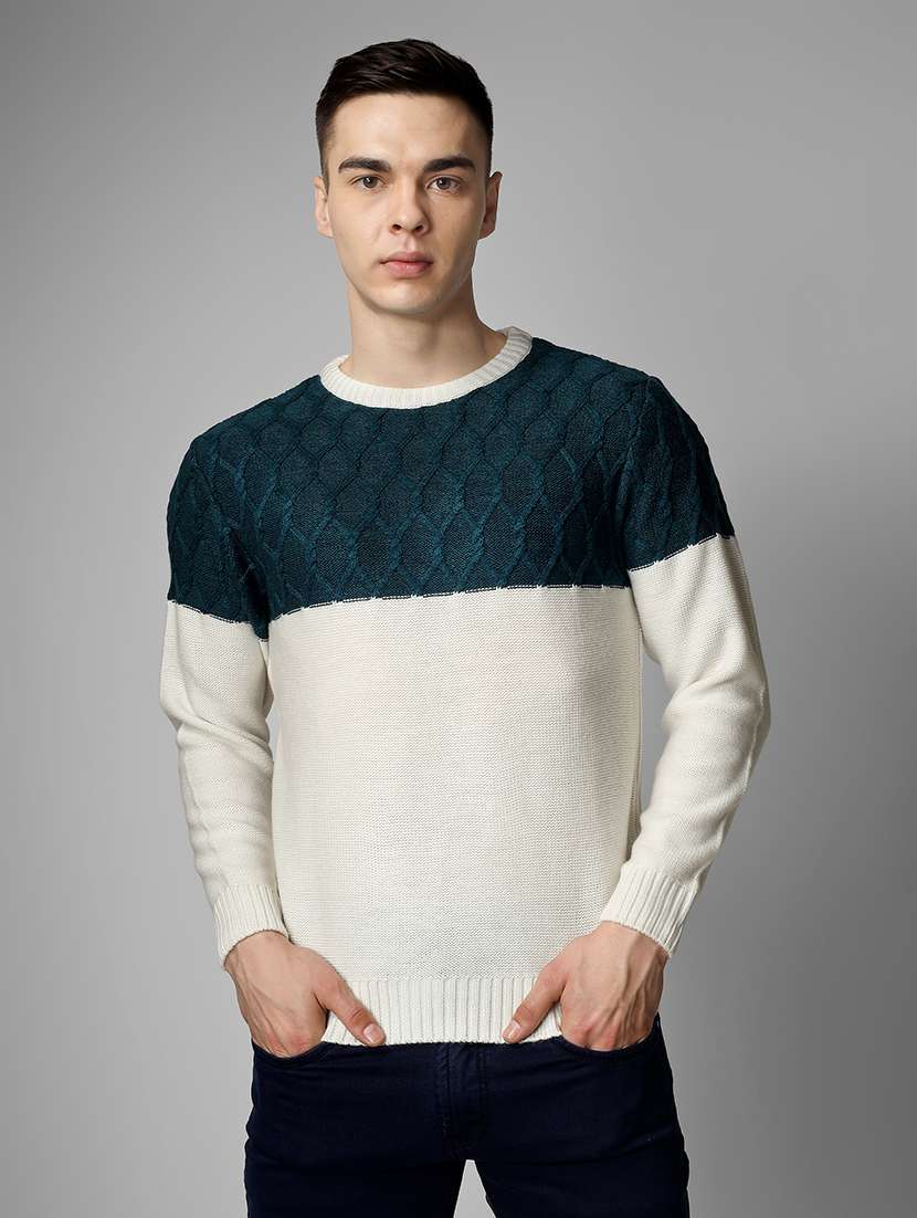 men long sleeve color block pullover