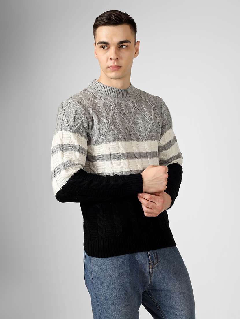 men long sleeve color block pullover - 21669613 -  Standard Image - 2
