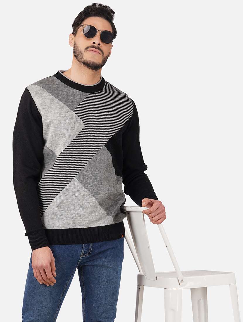 men long sleeves color block pullover - 21669619 -  Standard Image - 2