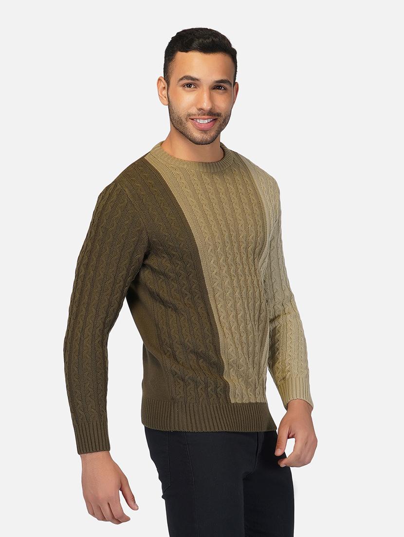men long sleeve color block pullover - 21669625 - Standard Image - 2