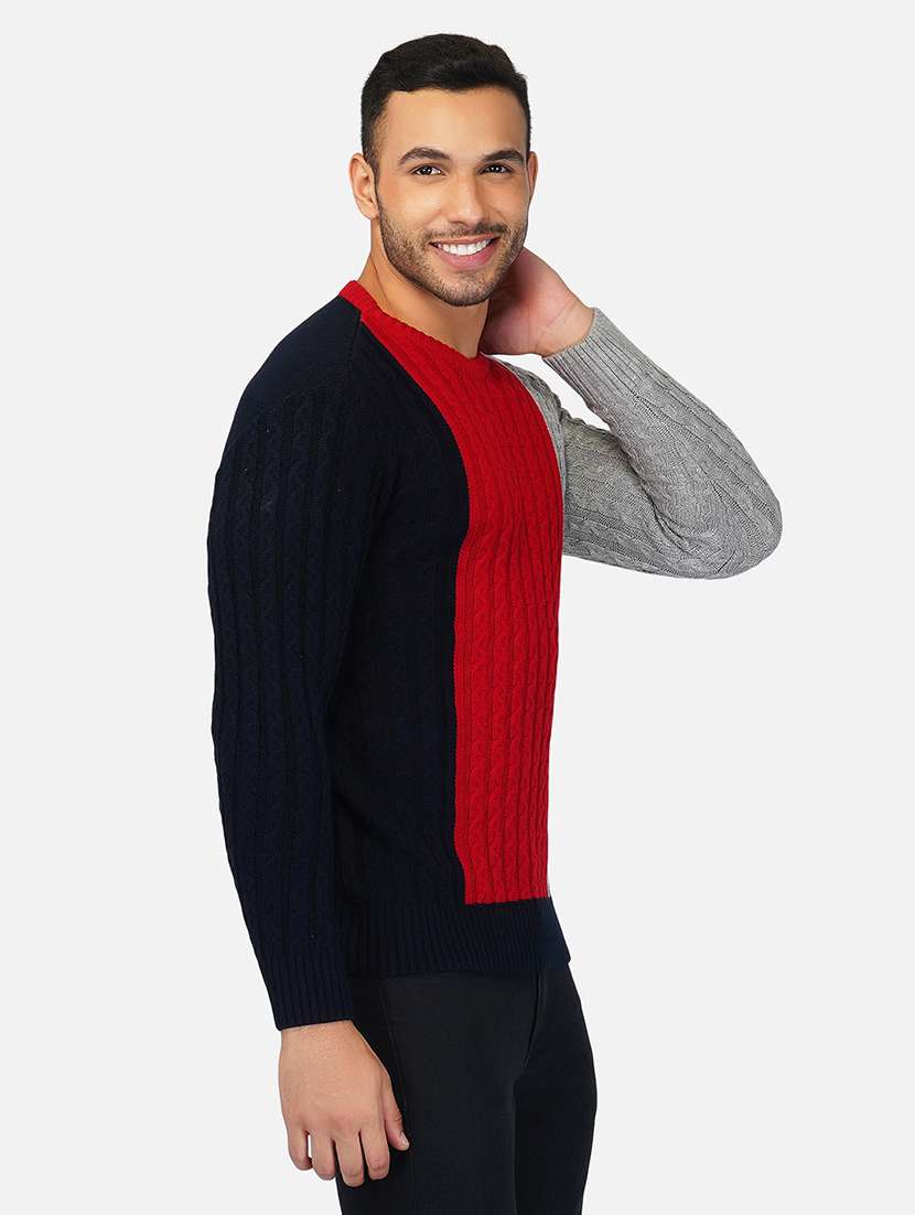 men long sleeve color block pullover - 21669626 -  Standard Image - 2