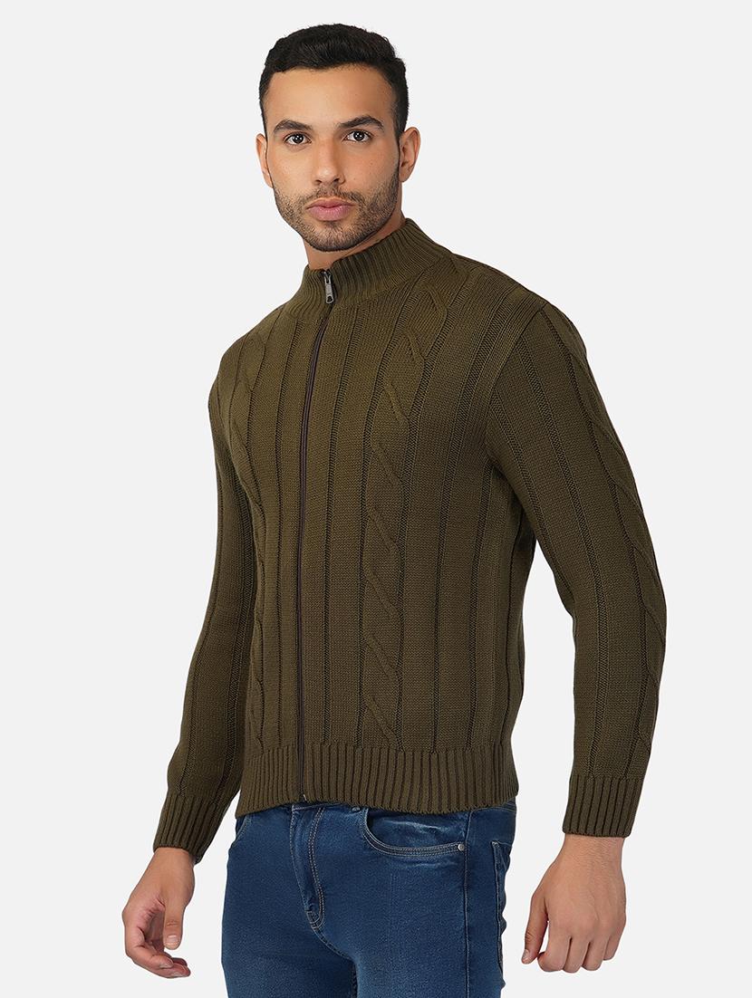 men long sleeves self design cardigan - 21669628 - Standard Image - 2