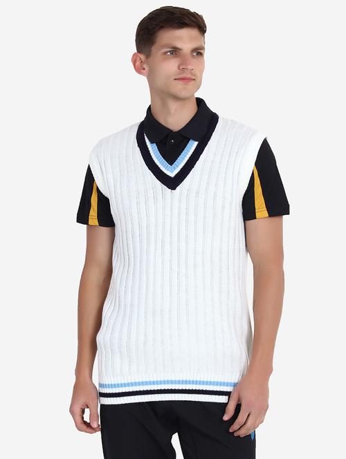 men v-neck self design pullover - 21669641 - Standard Image - 0