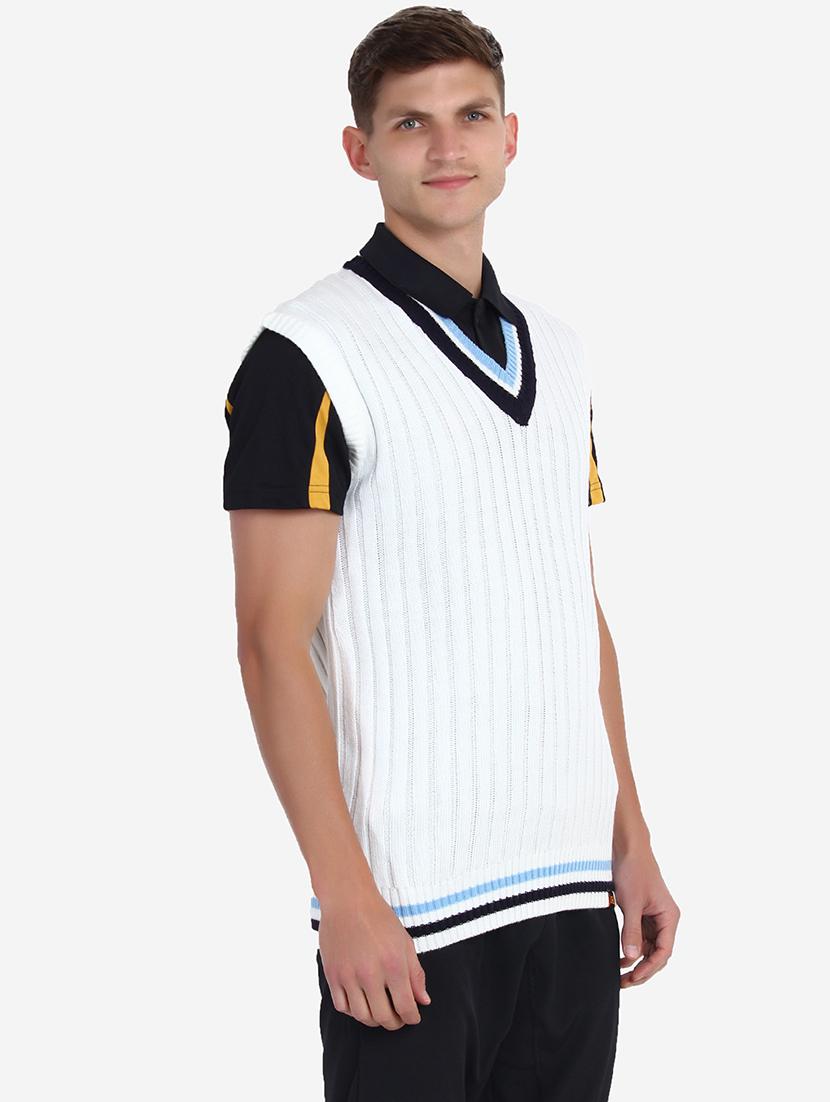 men v-neck self design pullover - 21669641 - Standard Image - 2
