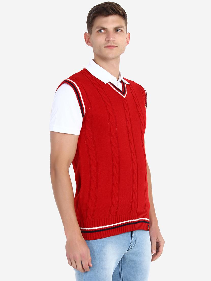men v-neck self design pullover - 21669642 - Standard Image - 2
