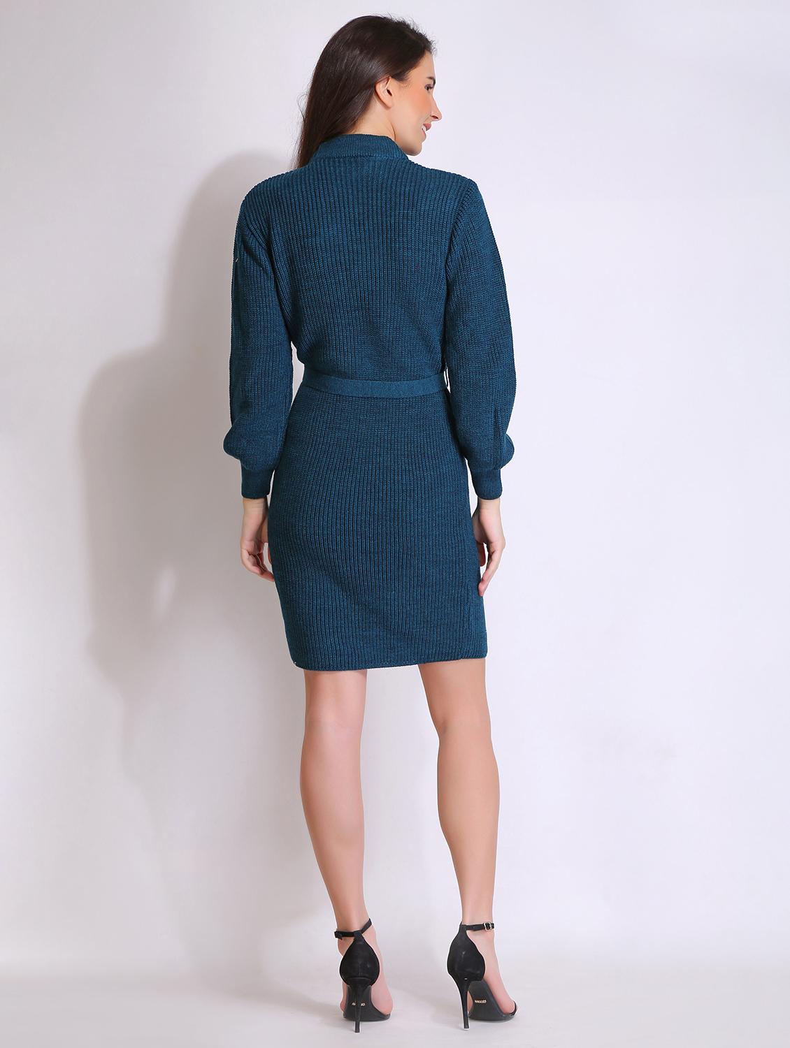 women solid acrylic long sleeve dress - 21669685 - Standard Image - 2