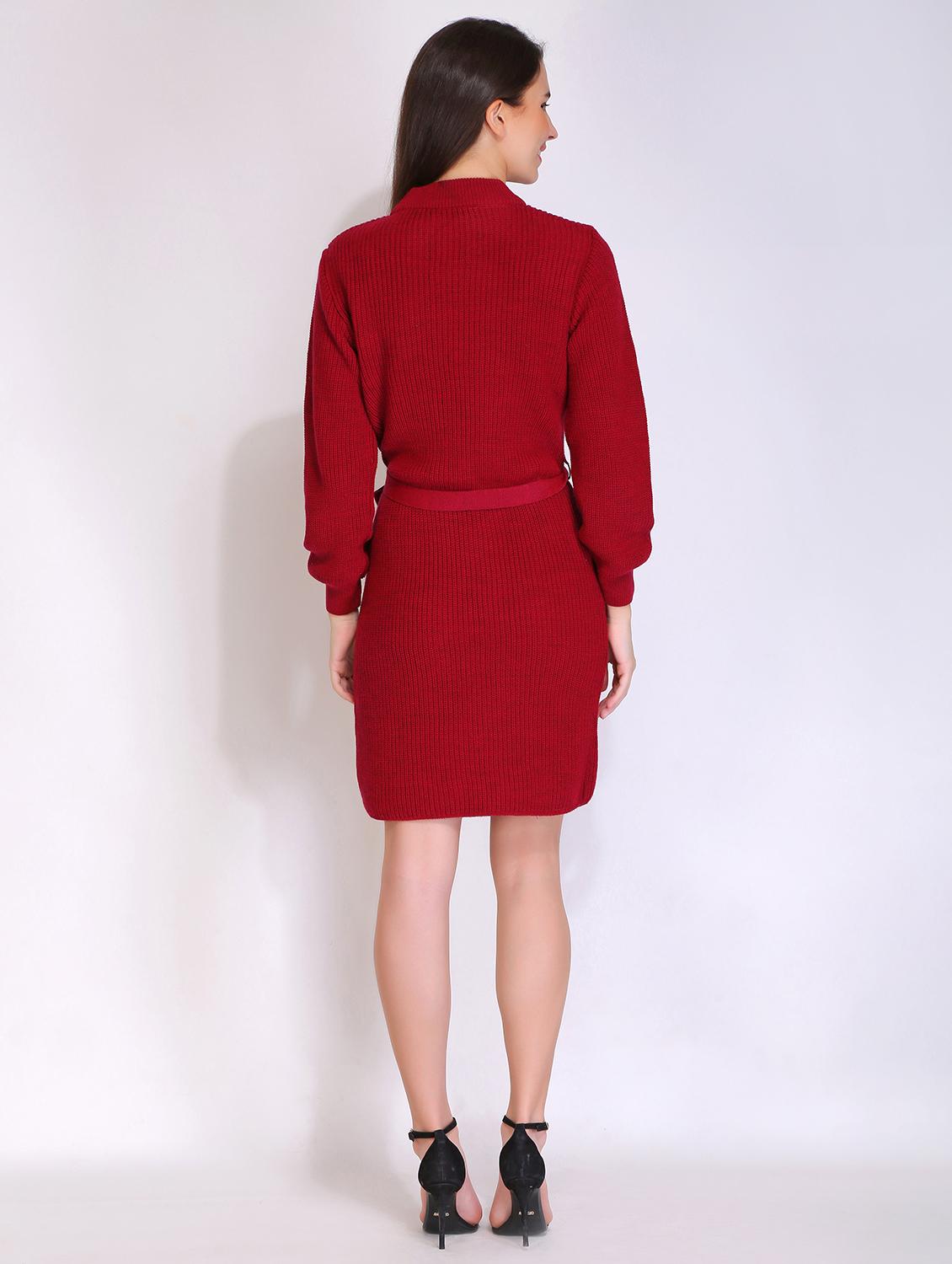 women solid acrylic long sleeve dress - 21669686 - Standard Image - 2