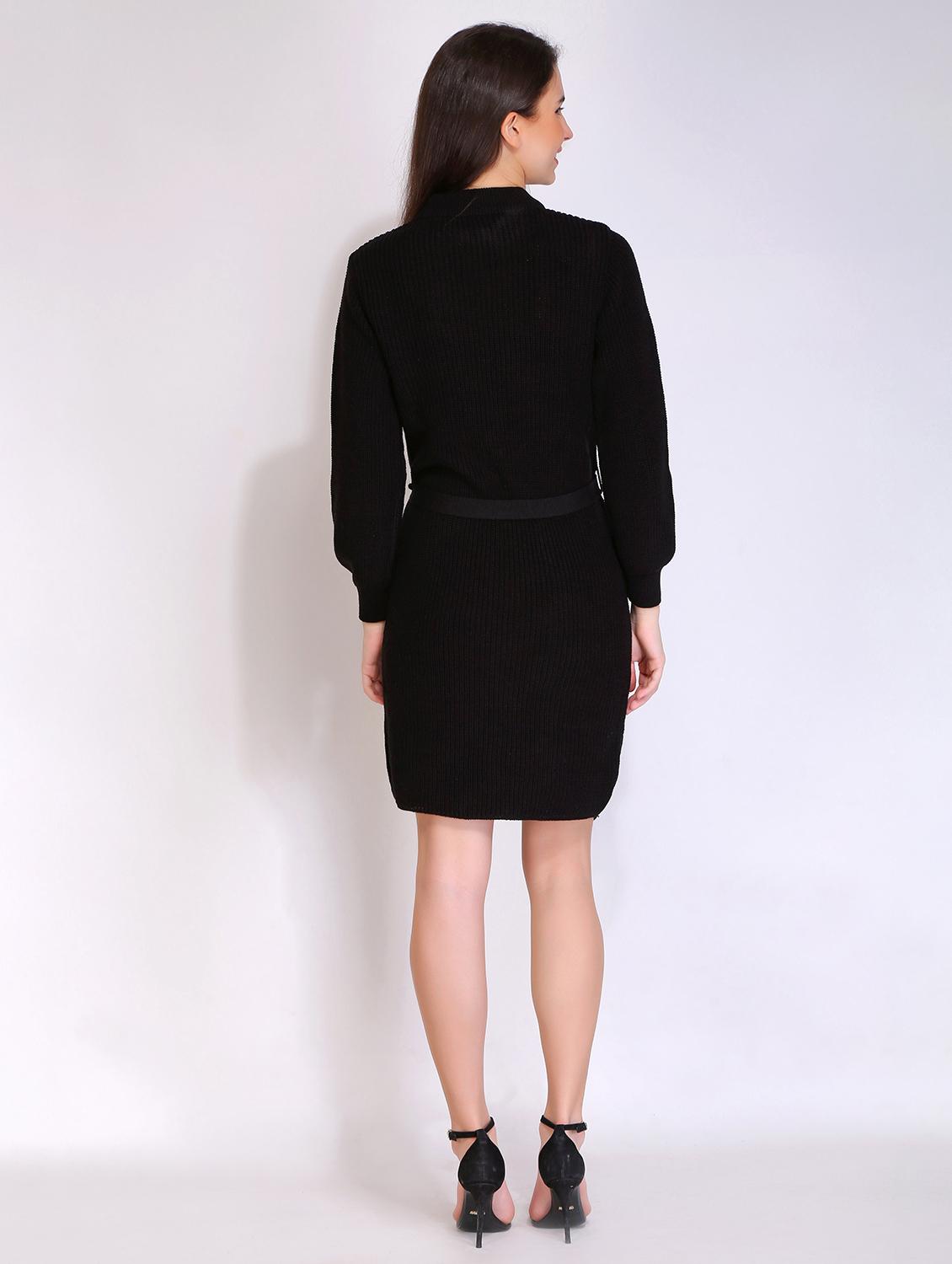 women solid acrylic long sleeve dress - 21669687 - Standard Image - 2