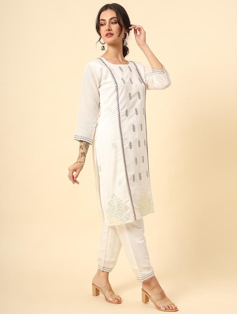 women three quarter sleeve kurta pant with dupatta set - 21669876 - Standard Image - 2