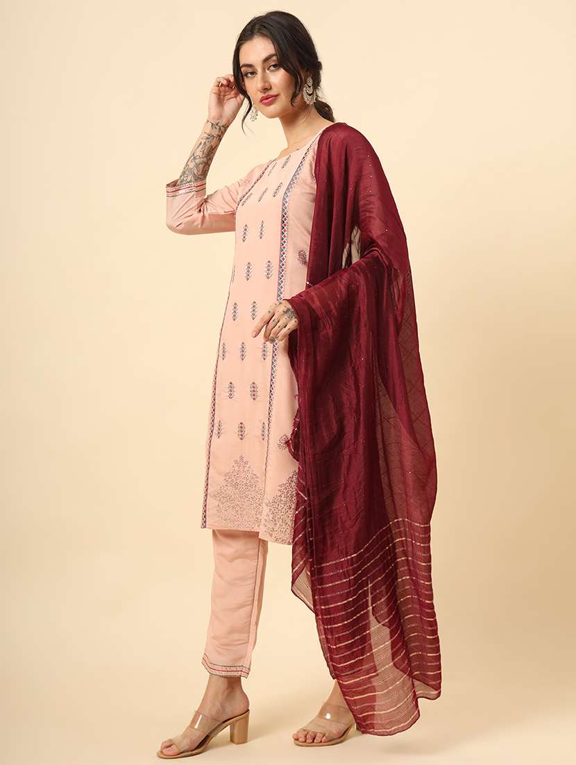 women three quarter sleeve kurta pant with dupatta set - 21669880 -  Standard Image - 2