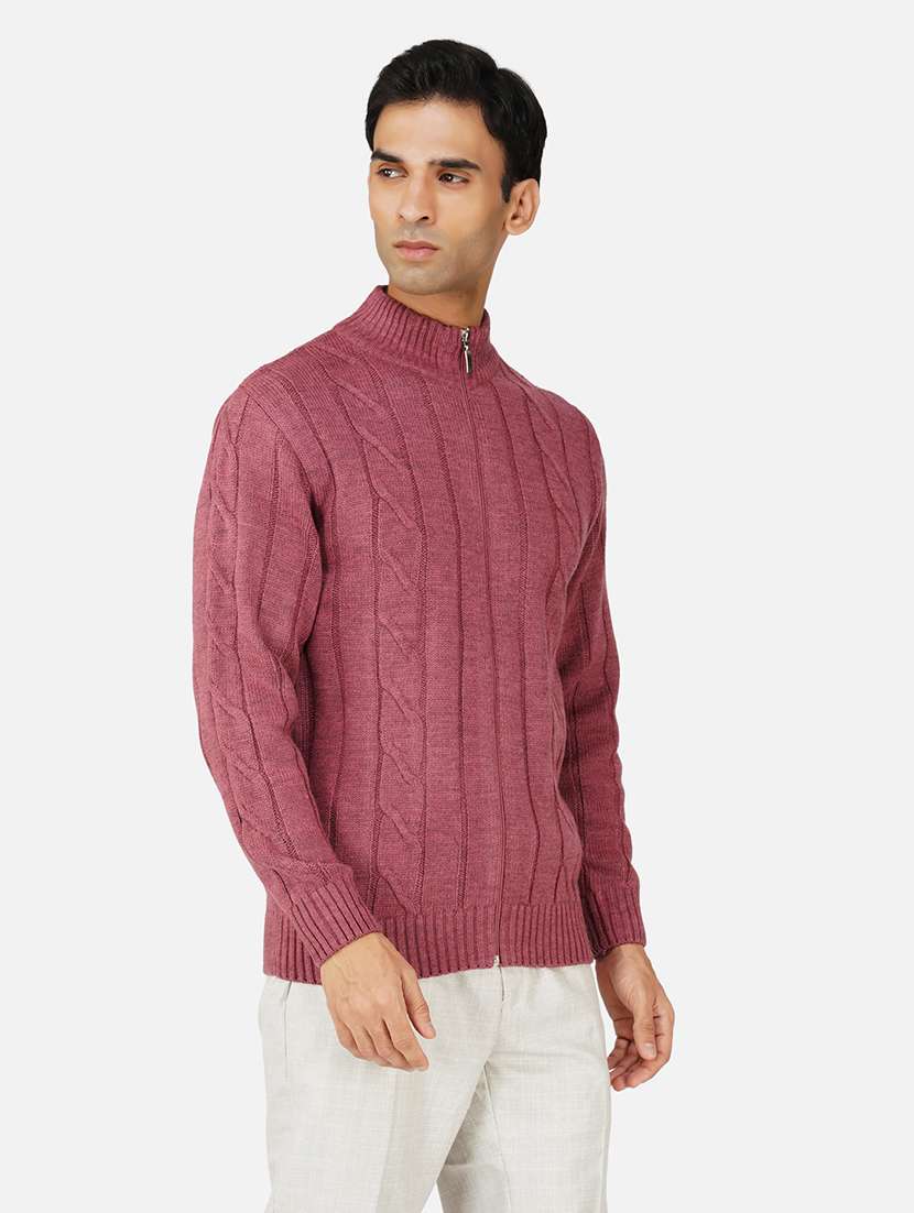 men long sleeves self design cardigan - 21669924 - Standard Image - 2