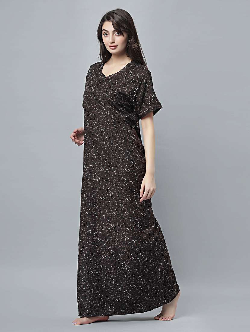 women printed short sleeves nighty - 21669935 -  Standard Image - 2