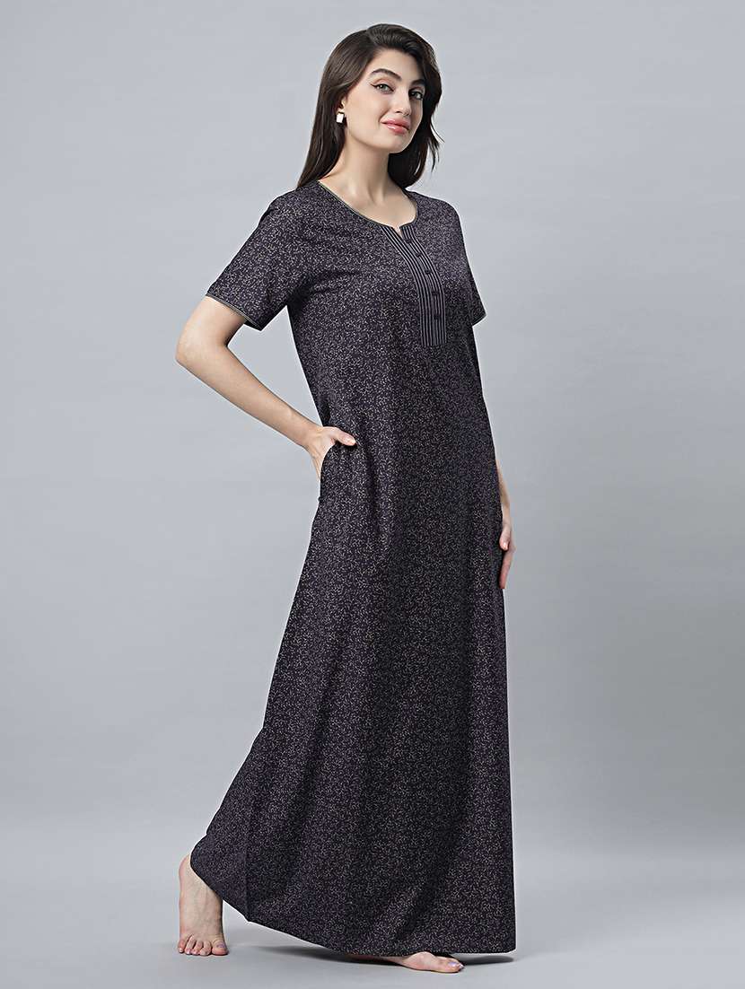 women printed short sleeves nighty - 21669939 -  Standard Image - 2