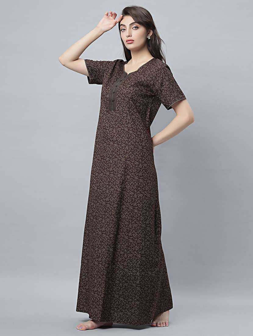 women printed short sleeves nighty - 21669940 -  Standard Image - 2