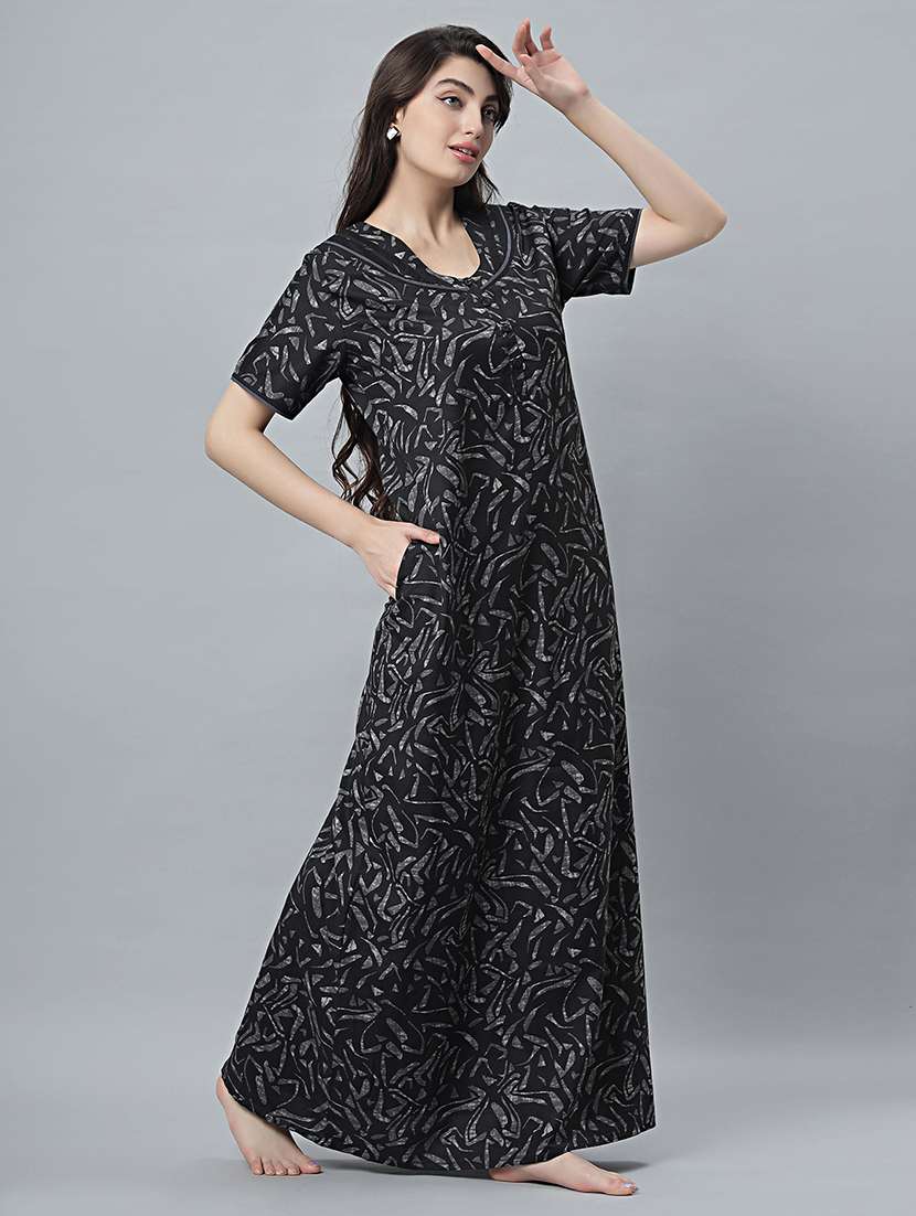women printed short sleeves nighty - 21669942 -  Standard Image - 2