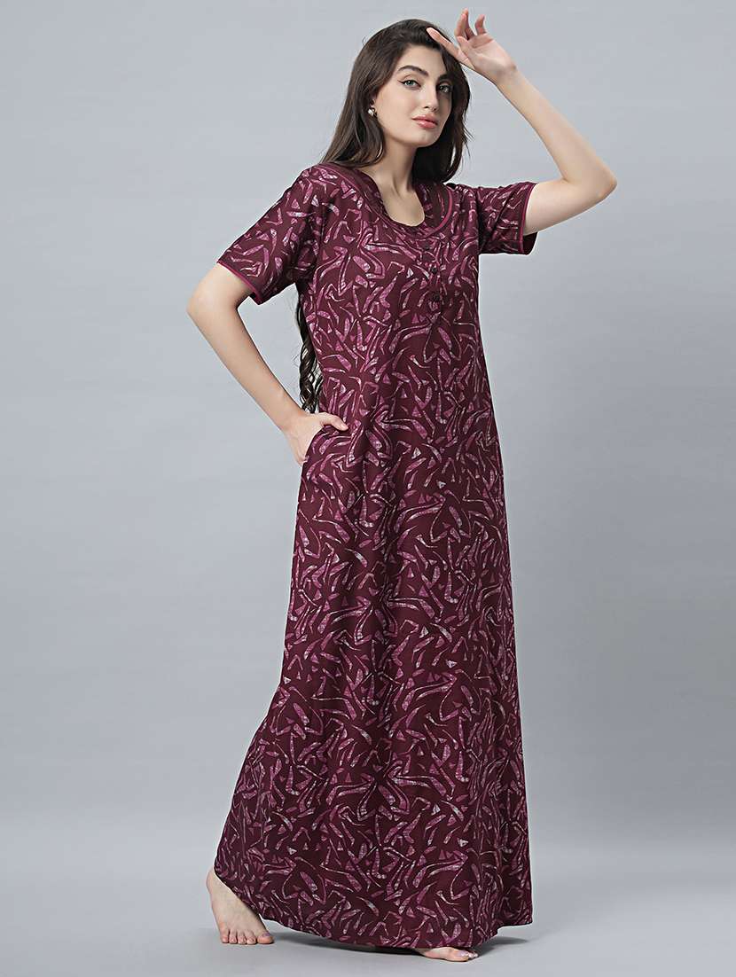 women printed short sleeves nighty - 21669944 -  Standard Image - 2