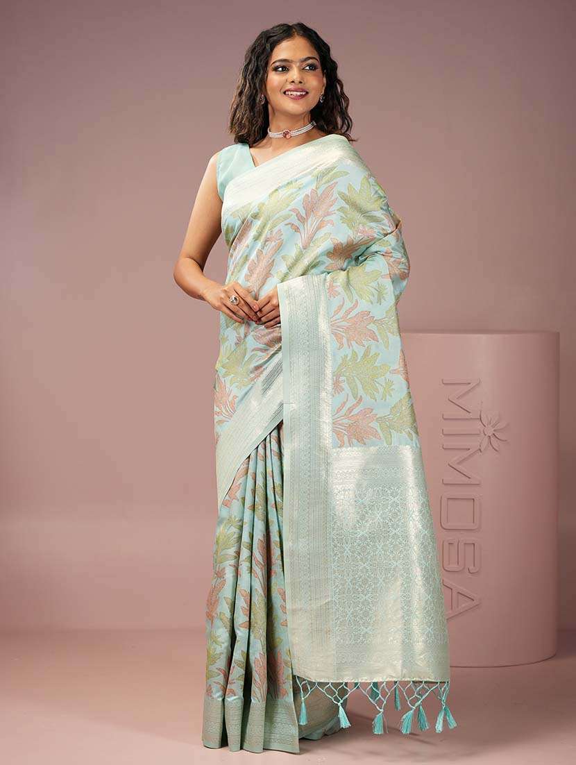 women printed zari bordered saree with blouse - 21669982 -  Standard Image - 2