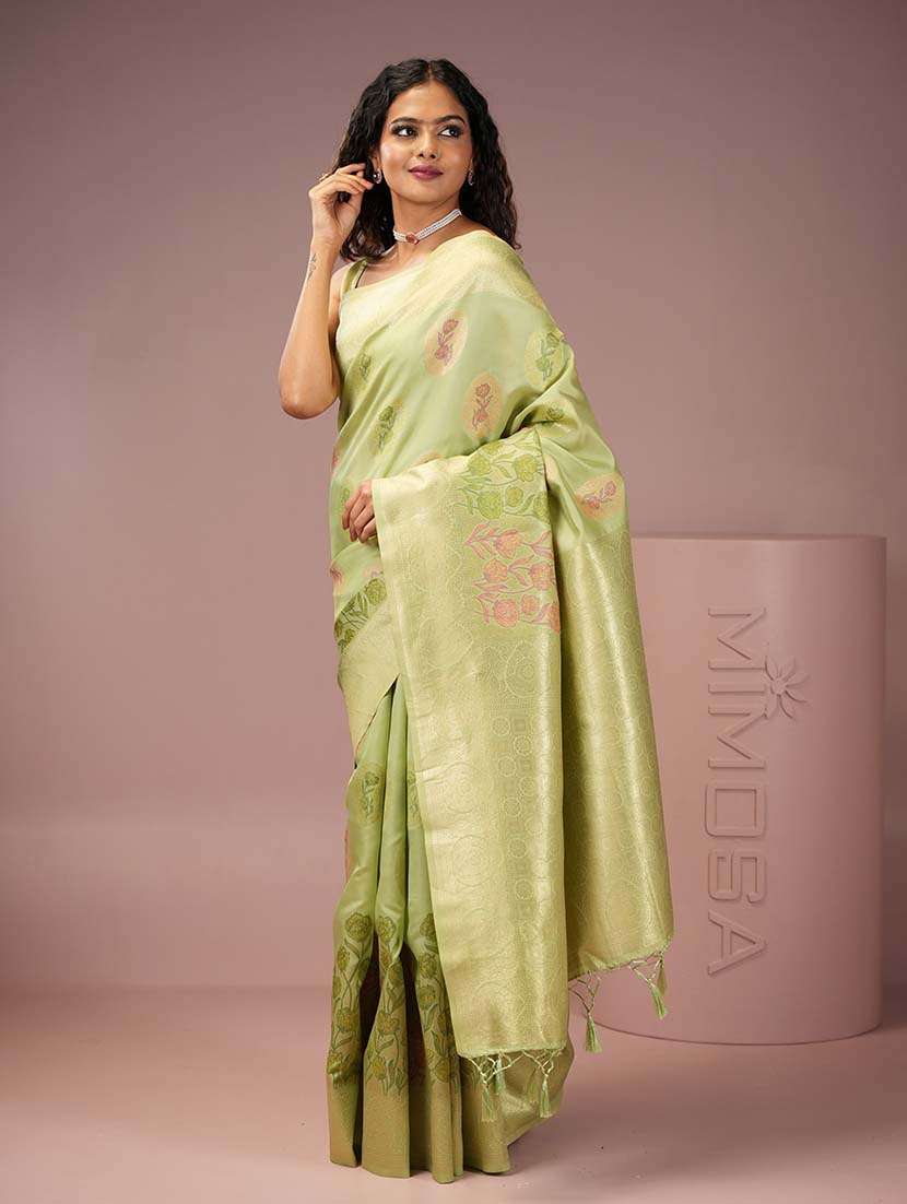 women floral zari bordered saree with blouse - 21669992 -  Standard Image - 2