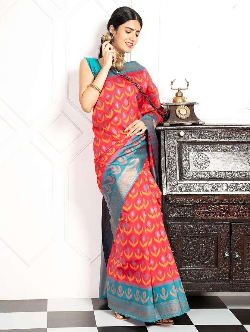 women self design pochampalli saree with blouse - 21670039 - Standard Image - 2