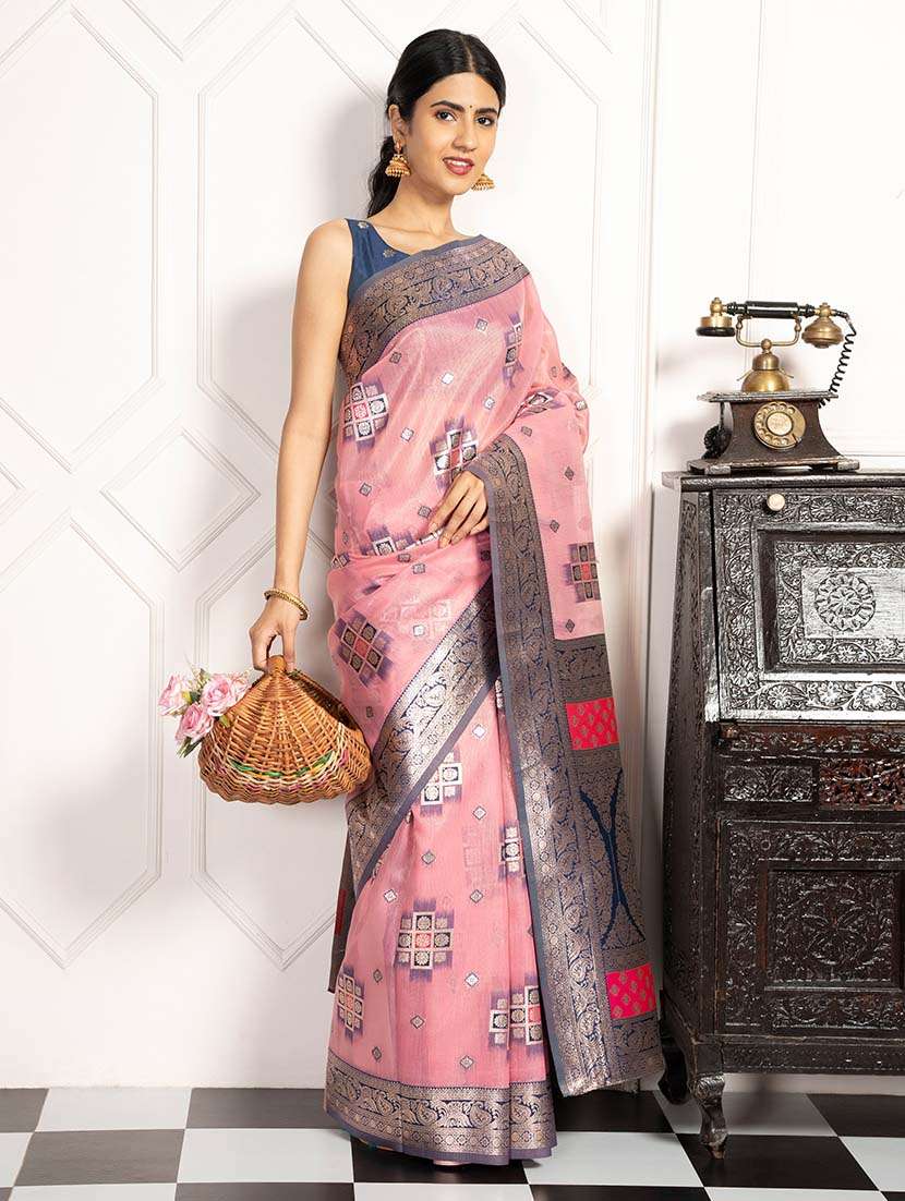 women self design zari bordered saree with blouse - 21670083 - Standard Image - 2