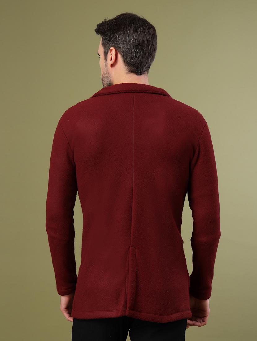 men maroon solid long sleeve coat - 21670161 - Standard Image - 2