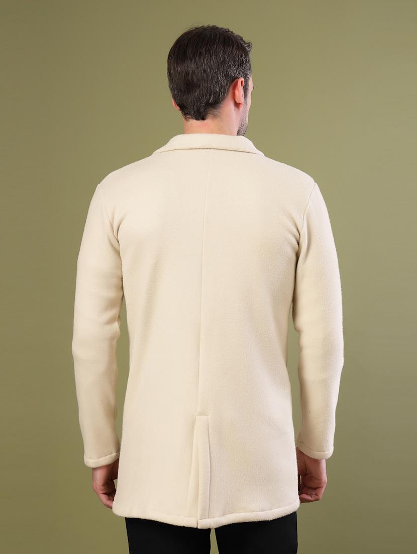 men off white solid long sleeve coat - 21670170 - Standard Image - 2