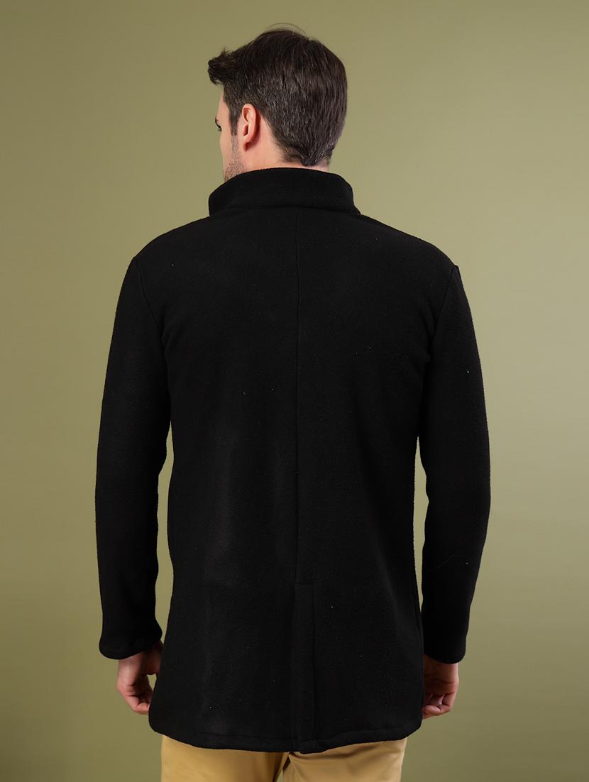 men black solid long sleeve coat - 21670173 - Standard Image - 2