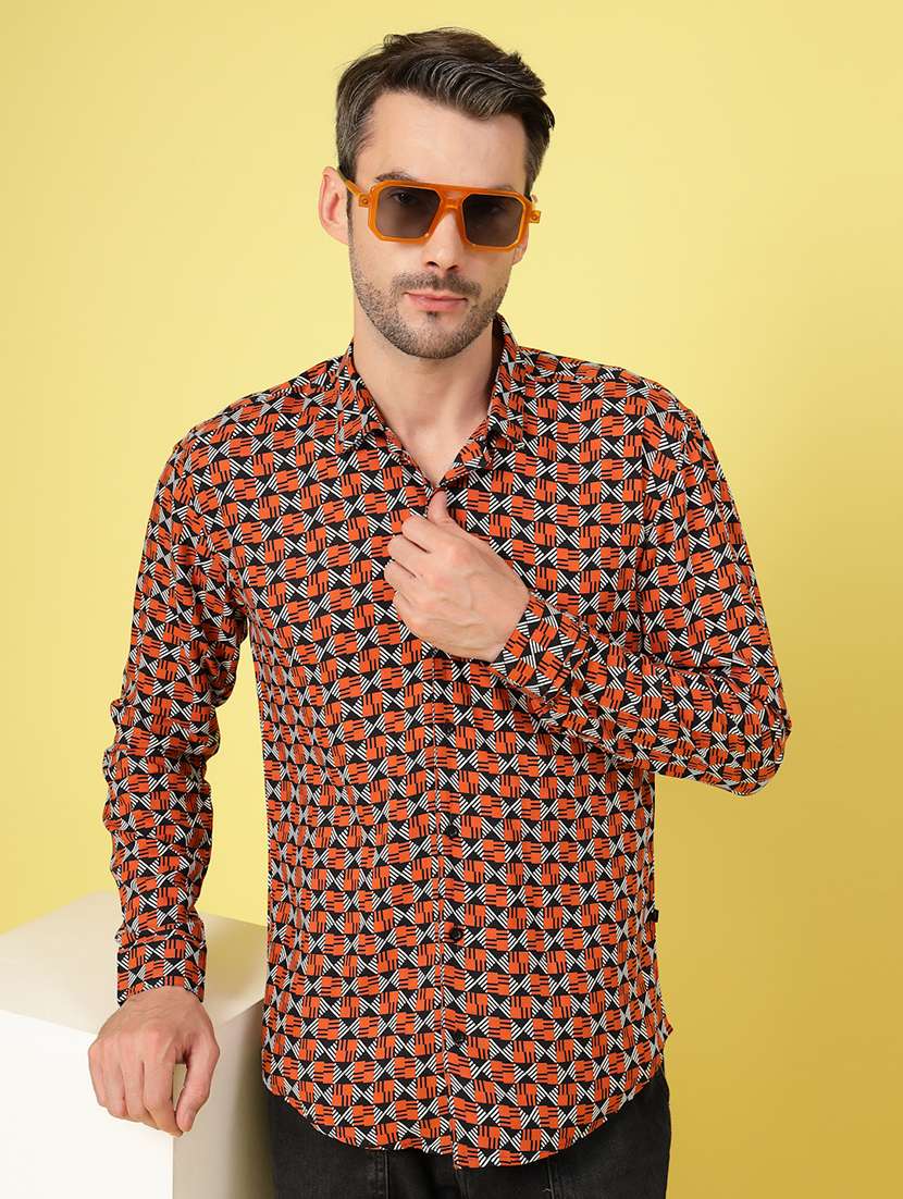 men long sleeve printed casual shirt - 21670175 - Zoom Image - 0