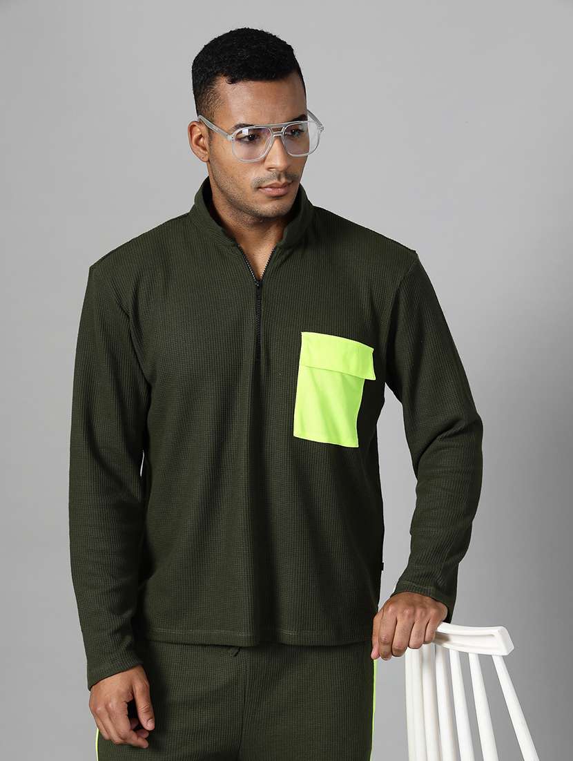 men long sleeve color block t-shirt
