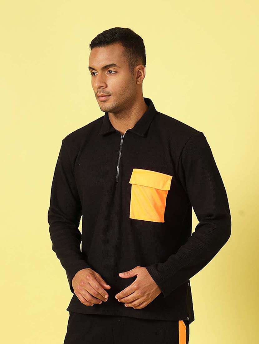 men long sleeve color block t-shirt