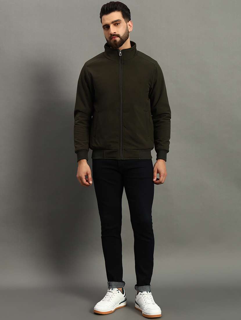 men long sleeves solid bomber jacket - 21670269 -  Standard Image - 2