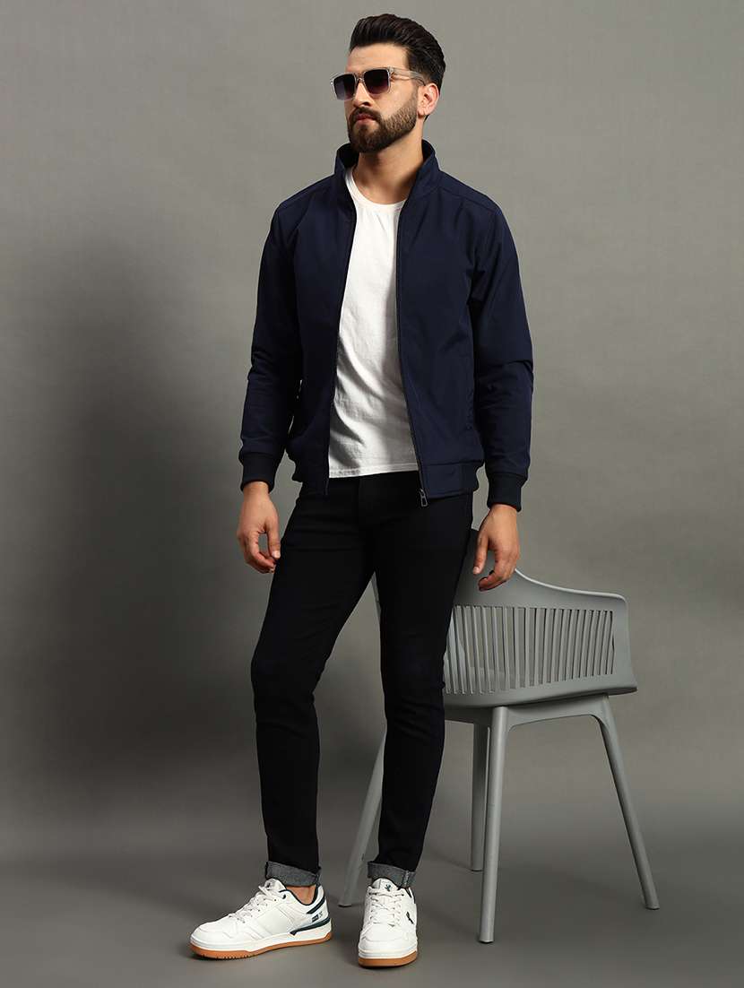 men long sleeves solid bomber jacket - 21670270 -  Standard Image - 2