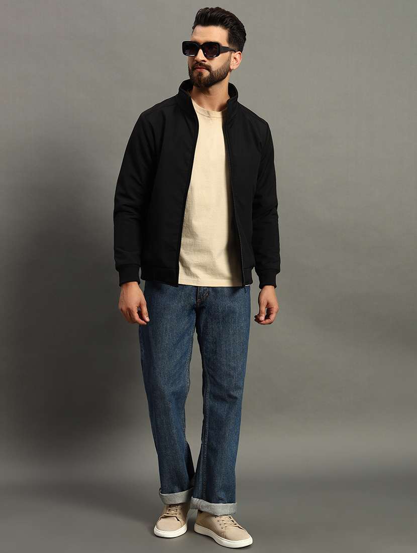 men long sleeves solid bomber jacket - 21670271 -  Standard Image - 2