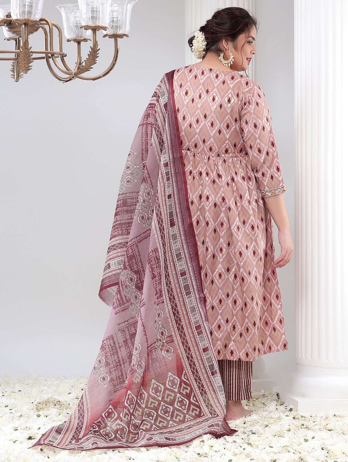 women three quarter sleeve kurta pant with dupatta set - 21670283 -  Standard Image - 2