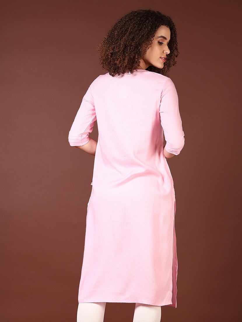 women embroidered round neck a-line kurta - 21670316 - Standard Image - 2