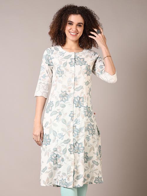 women round neck floral printed a-line kurta - 21670318 - Standard Image - 0