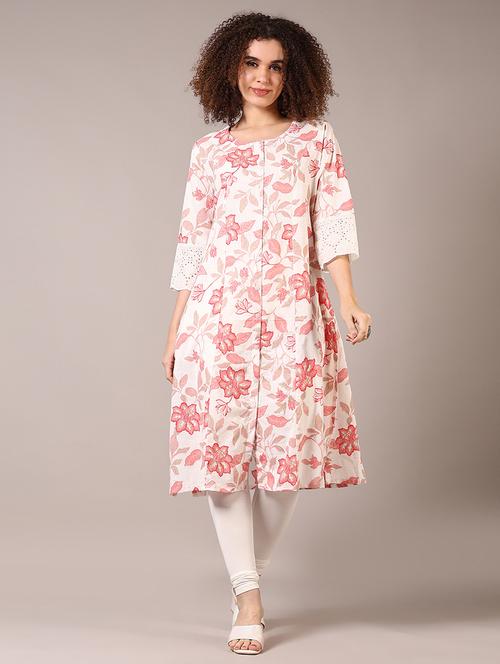 women round neck floral printed a-line kurta - 21670319 - Standard Image - 0