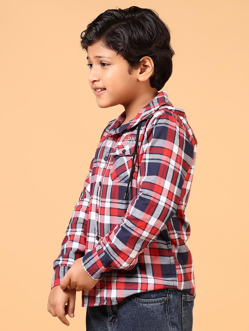 boys checkered collared casual shirt - 21670350 - Standard Image - 2