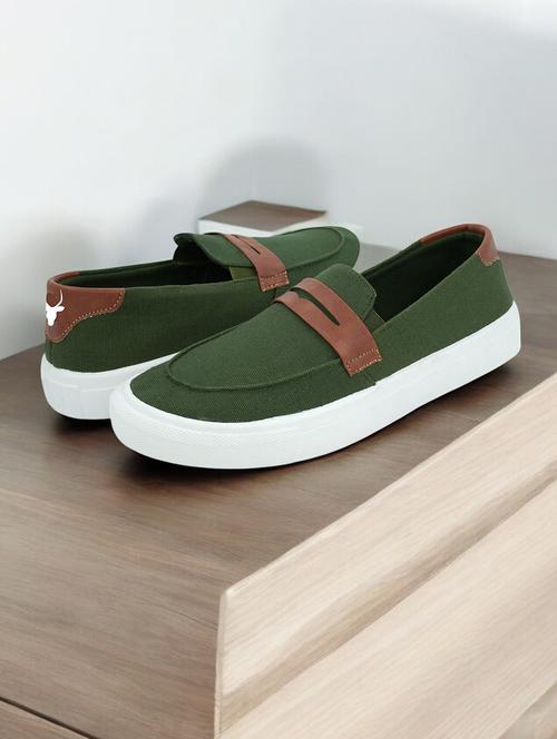 men green slip on loafers - 21670692 -  Standard Image - 0
