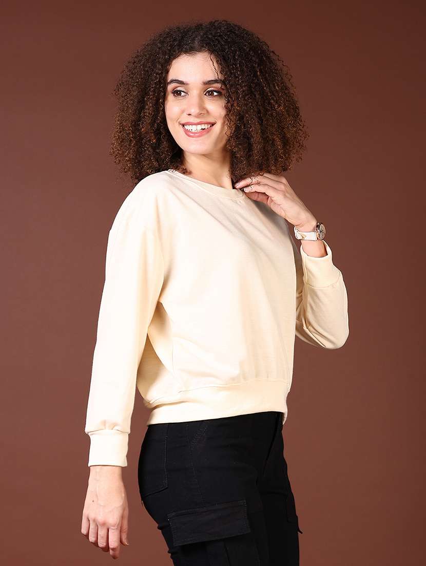 women solid long sleeves sweatshirt - 21670811 -  Standard Image - 2