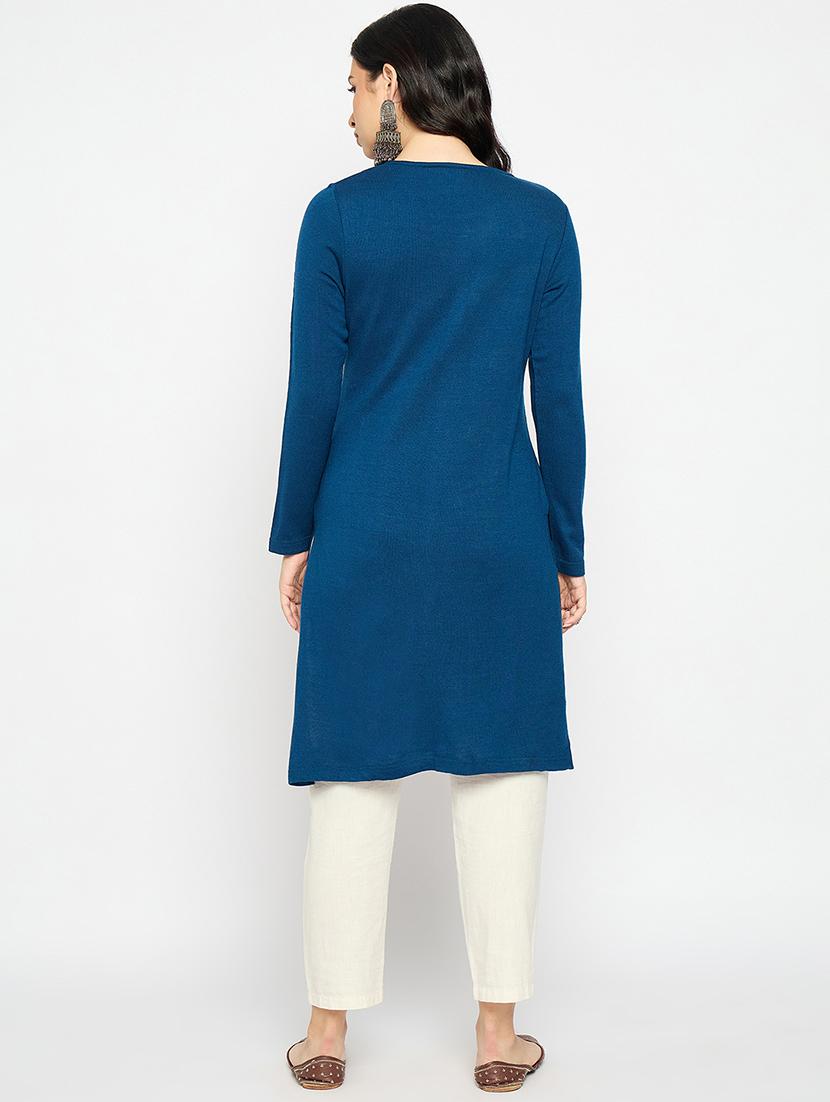 women self design woolen long sleeve kurta - 21670962 - Standard Image - 2
