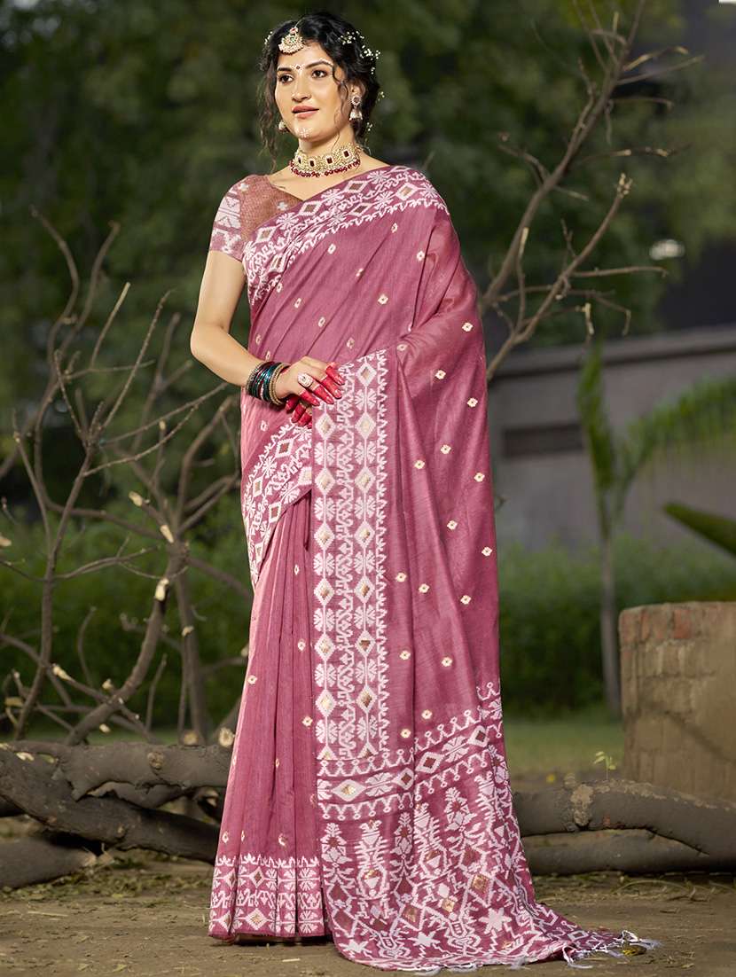 women self design tussar saree with blouse