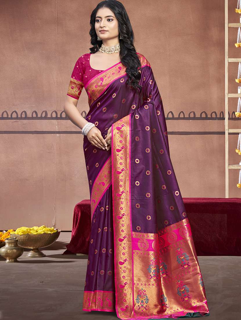 women self design paithani saree with blouse